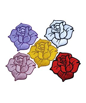 Rose Flower Patch Embroidered Iron On / Sew On Patches