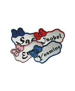 Personalised Kids Bow Name Embroidered Patches Iron On / Sew On School Badge